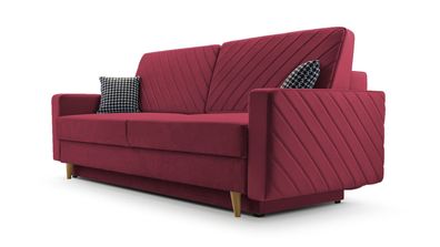 Sofa mit Schlaffunktion und Bettkasten Couch für Wohnzimmer - California Weinerot