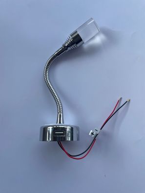 Schwanenhals Leuchte Flexi 2 chrom LED Aufbau Lampe mit USB 12V 2W 320f665 NEU