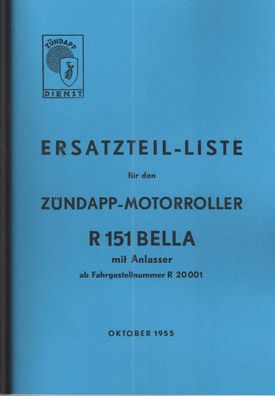 Ersatzteilliste für Zündapp Motorroller R 151 Bella, Oldtimer