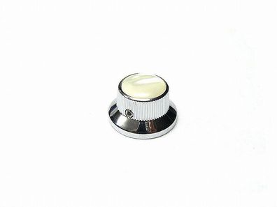 Potiknopf / Bell Knop "Wilkinson" chrom mit White Pearl Einlage