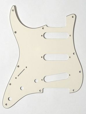 lefthand / linkshand Pickguard Standard 11-Loch 3-lagig Vintage White SSS