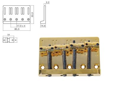 Bass Bridge ML-Factory® gold 19mm Saitenabstand, Made in Korea