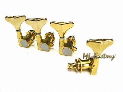 Bass Mechaniken / Tuner ML-Factory® 4 links gekapselt gold, für 14mm Bohrung