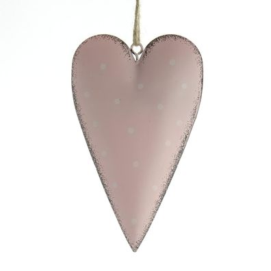 Scheulen Herzanhänger Rosa mit hellen Punkten 11 cm - Metall