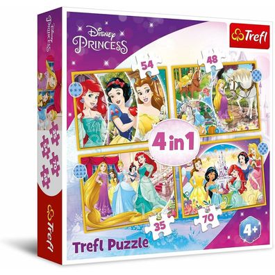 TREFL Disney Prinzessinnen Puzzle: Happy Day 4in1 (35,48,54,70 Teile)