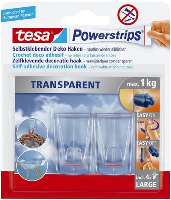 Tesa® 58813-00000-00 Powerstrips® Deco-Haken XL ablösbar Tragfähigkeit 1 kg transp...