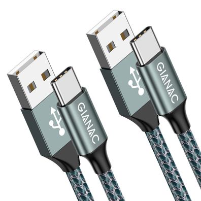 2x 3 Meter GIANAC USB C Kabel, 3.1A Ladekabel USB C Nylon Schnellladung Kabel