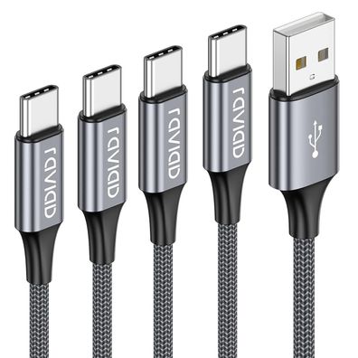 4x 0.5M 1M 2M 3M USB Typ C Kabel, Nylon Typ C Ladekabel PC Zubehör Kabel