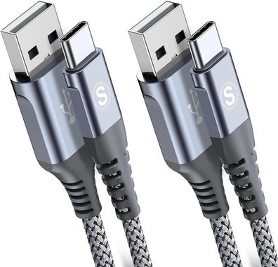 2x 2 Meter Sweguard USB C Kabel 3.1A Schnellladung, Ladekabel USB C Nylon Type C
