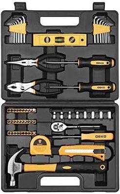 DEKO Werkzeugset, 65-teiliges Werkzeugset Haushalt Hand Basic mit Kunststoff
