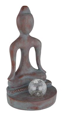 Globo Solarleuchte Buddha sitzend mit Kugel Kunststoff bronzefarben, 1xLED