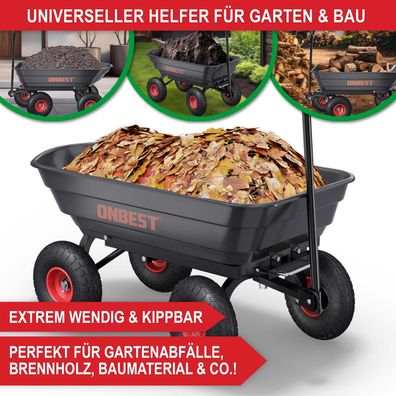 Gartenwagen mit Kippfunktion Transportwagen Hand Transport Plattform Geräte Wagen