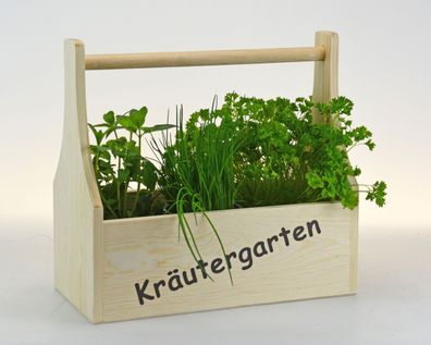 Kräutergarten - Box mit Tragegriff - Küchendeko - Farbe: dunkelbraun