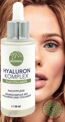Biovana Hyaluron Komplex PLUS Collagen Anti Aging Serum 50 ml für Gesicht