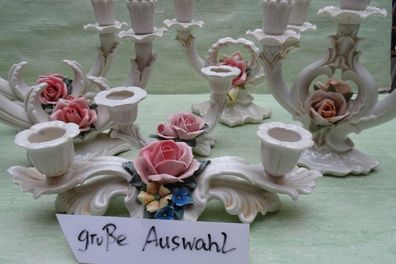 Karl Ens Volkstedt Thüringen "grün Kerzenständer Kerzenleuchter mit Porzellanrosen