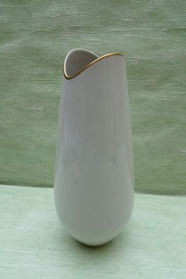 Hutschenreuther Selb Vase altweiß mit Goldrand ca 25,5cm