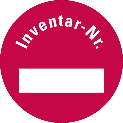 Inventaretikett Inventar-Nr., rot, Folie m. Spezialkleber, Ø30mm,18/ Bogen