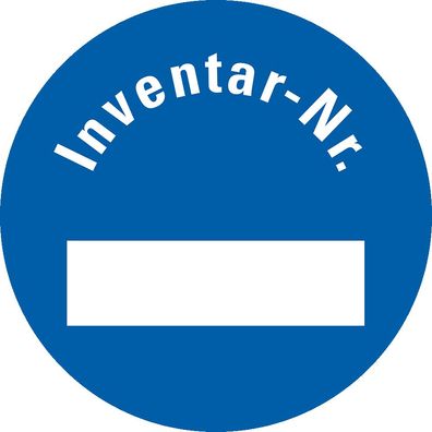 Inventaretikett Inventar-Nr., blau, Folie m. Spezialkleber, Ø30mm,18/ Bogen