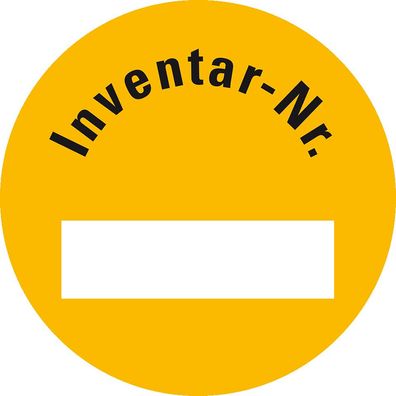 Inventaretikett Inventar-Nr., gelb, Folie m. Spezialkleber, Ø30mm,18/ Bogen
