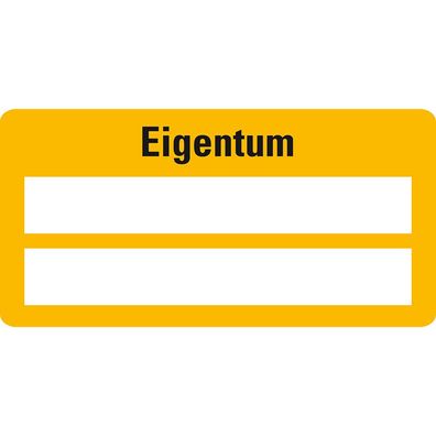 Inventaretikett Eigentum, gelb, Folie, selbstklebend, 60x30mm, 9/ Bogen