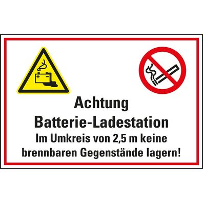 Hinweisschild Batterieladestation im Umkreis..., Kunststoff, 400x300mm