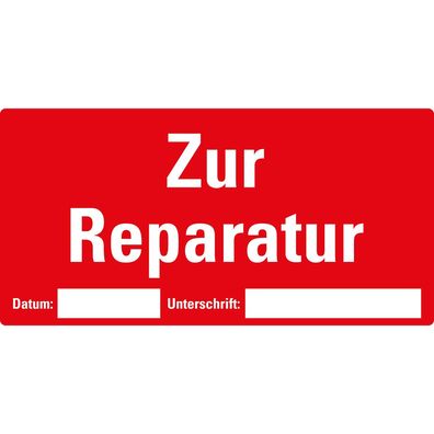 Etikett Zur Reparatur, beschriftbar, rot, Haftpapier, ablösbar, 500/ Ro