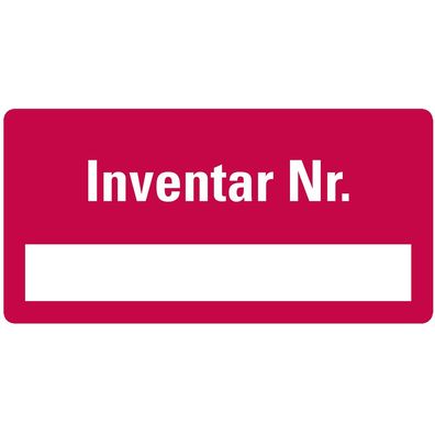 Inventaretikett Inventar-Nr., rot, Folie, Spezialkleber,40x20mm,16/ Bogen