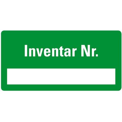 Inventaretikett Inventar-Nr., grün, Folie, Spezialkleber,40x20mm,16/ Bogen