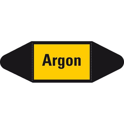 Rohrl. Etikett Argon, gelb/ schwarz, für Ø ab 90mm, 300x100mm, 2/ Bogen