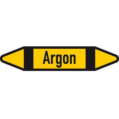Rohrl. Etikett Argon, gelb/ schwarz/ schwarz, f.Ø25-40mm, 126x26mm, 5/ Bo