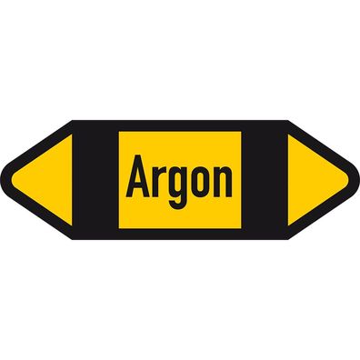 Rohrl. Etikett Argon, gelb/ schwarz/ schwarz, ab Ø90mm, 300x100mm, 2/ Bo