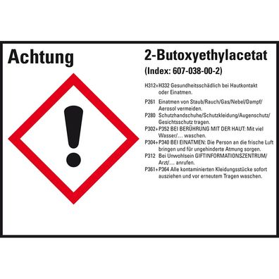 GHS-Etikett 2-Butoxyethylacetat, gem. GefStoffV/ GHS/ CLP, Folie, 8/ Bo