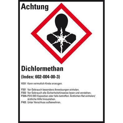 GHS-Etikett Dichlormethan, gem. GefStoffV/ GHS/ CLP, Folie, 10/ Bo