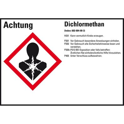 GHS-Etikett Dichlormethan, gem. GefStoffV/ GHS/ CLP, Folie, 8/ Bo