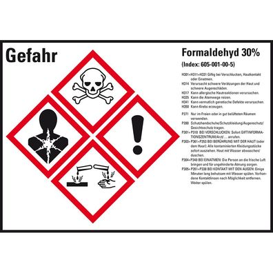 GHS-Etikett Formaldehyd 30%, gem. GefStoffV/ GHS/ CLP, Folie, 4/ Bo