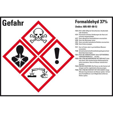 GHS-Etikett Formaldehyd 37%, gem. GefStoffV/ GHS/ CLP, Folie, 4/ Bo