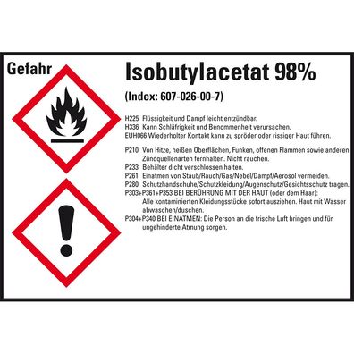 GHS-Etikett Isobutylacetat 98%, gem. GefStoffV/ GHS/ CLP, Folie, 8/ Bo