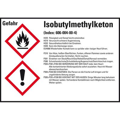 GHS-Etikett Isobutylmethylketon, gem. GefStoffV/ GHS/ CLP, Folie, 8/ Bo
