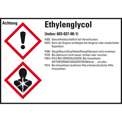 GHS-Etikett Ethylenglycol, gem. GefStoffV/ GHS/ CLP, Folie, 4/ Bo