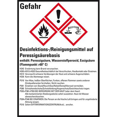 GHS-Etik. Desinfektion-/ Reinig.., gem. GefStoffV/ GHS/ CLP, Folie, 10/ Bo