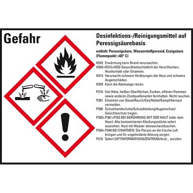 GHS-Etikett Desinfektion-/ Reinig.., gem. GefStoffV/ GHS/ CLP, Folie, 8/ Bo