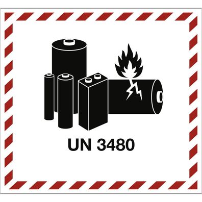 Gefahrzettel Lithium ION Battery UN 3480, Folie, 125x115 mm