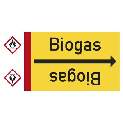 Rohrleitungsband Biogas, DIN 2403, ab Ø 15mm, gelb/ schwarz, 33m/ Rolle