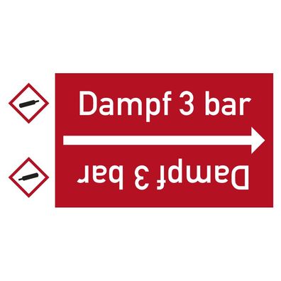 Rohrleitungsband Dampf 3 bar, DIN 2403, ab Ø 15mm, rot/ weiß, 33m/ Rolle
