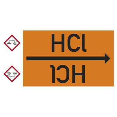 Rohrleitungsband HCl, DIN 2403, ab Ø 15mm, orange/ schwarz, 33m/ Rolle