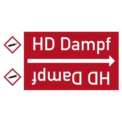 Rohrleitungsband HD Dampf, DIN 2403, ab Ø 15mm, rot/ weiß, 33m/ Rolle