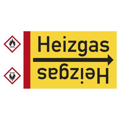 Rohrleitungsband Heizgas, DIN 2403, ab Ø 15mm, gelb/ schwarz, 33m/ Rolle