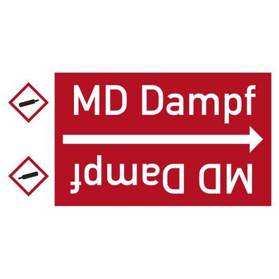 Rohrleitungsband MD Dampf, DIN 2403, ab Ø 15mm, rot/ weiß, 33m/ Rolle