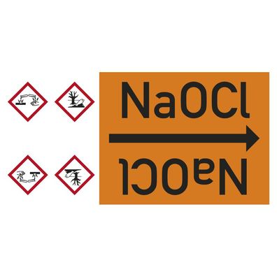 Rohrleitungsband NaOCl, DIN 2403, ab Ø 15mm, orange/ schwarz, 33m/ Rolle
