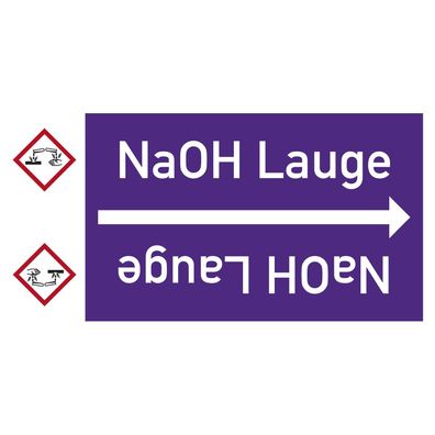 Rohrleitungsband NaOH, DIN 2403, ab Ø 15mm, violett/ weiß, 33m/ Rolle